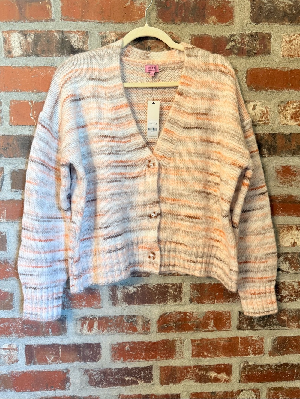S48 - Francesca's Collections Pastel Striped Button-Front Cardigan – Pink & Crea